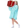 Aemilas Wearable Blanket Hoodie for Kids - Oversized Flannel Blanket Hoodie Sweatshirt with Hood Pocket and Sleeves, One Size Fits All (Aqua Blue) view 2