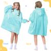 Aemilas Wearable Blanket Hoodie for Kids - Oversized Flannel Blanket Hoodie Sweatshirt with Hood Pocket and Sleeves, One Size Fits All (Aqua Blue) view 3