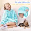 Aemilas Wearable Blanket Hoodie for Kids - Oversized Flannel Blanket Hoodie Sweatshirt with Hood Pocket and Sleeves, One Size Fits All (Aqua Blue) view 4