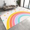 Cartoon Rainbow Line Art Area Rugs,Colorful Little Stars Soft Washable Carpet, Upholstery Rug with Non-Slip Backing for Kids Boys Girls Bedroom Living Room Dining Room Study 5ftx6ft view 1
