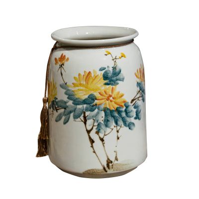 Mlaea Fashion Fake Flower Vase, Thick Ceramic Vase, Home Decorative Vase, Multifunctional Vase for Study Room Homestay Restaurant(Size:15 * 28CM,Color:A)