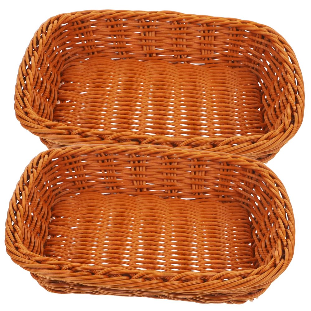 Cabilock 2pcs Handwoven Basket Wicker Baskets for Organizing Bread Proofing Box Kitchen Storage Fruit Plastic Home Decor