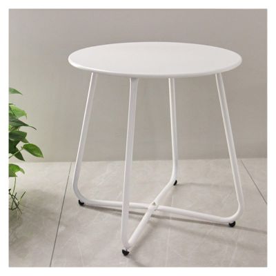 WAOCEO Side Table Mobile Table Wrought Iron Balcony Coffee Table Simple Modern Living Room Sofa Bed Side Table End Table, White