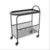 WAOCEO Side Table Small Sofa Side Table End Table with Wheels, 2-Tier Utility Rolling Cart Storage, Mobile Trolley Organizer with Handle for Office Home Kitchen Organization End Table, Black view 1
