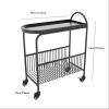 WAOCEO Side Table Small Sofa Side Table End Table with Wheels, 2-Tier Utility Rolling Cart Storage, Mobile Trolley Organizer with Handle for Office Home Kitchen Organization End Table, Black view 2