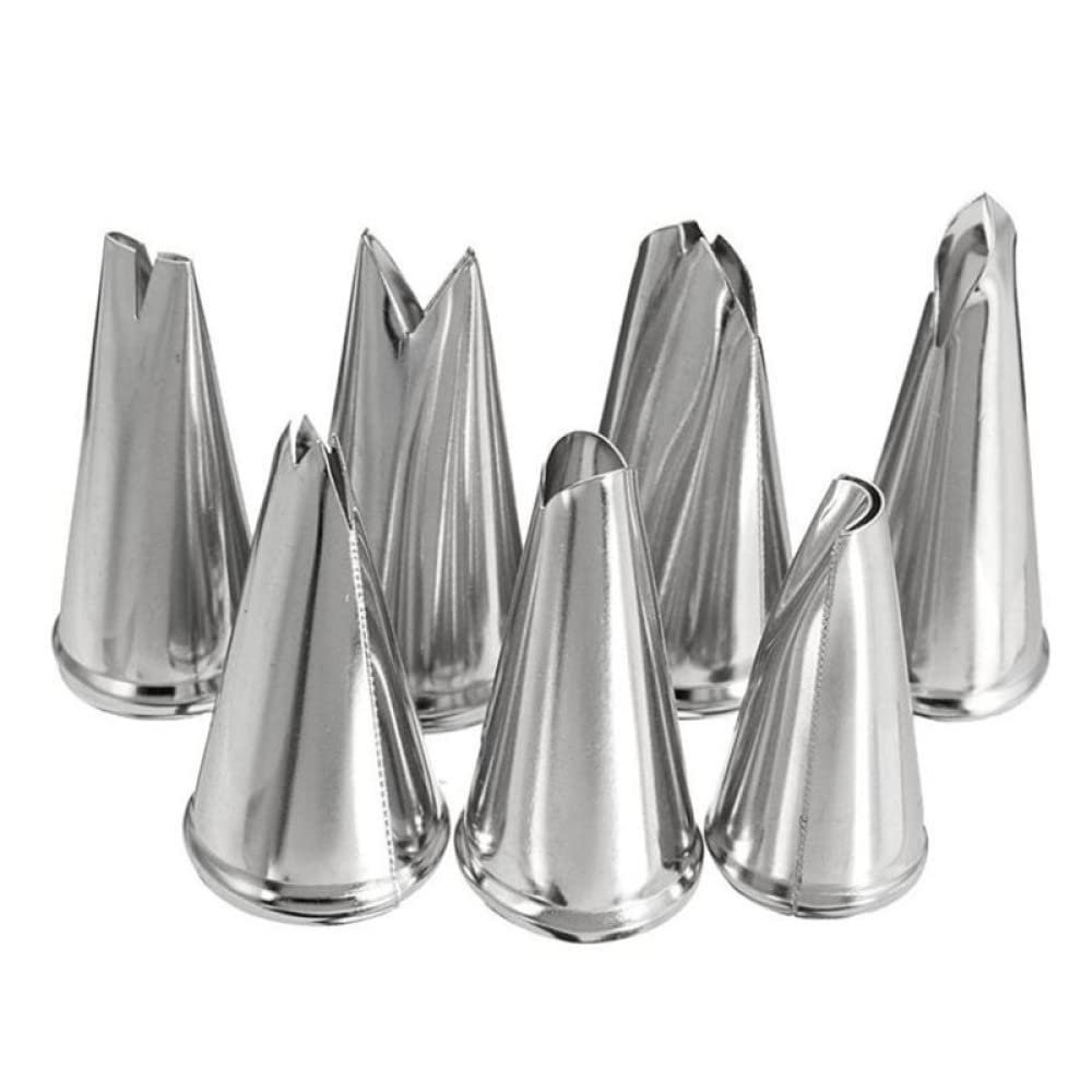 ETomey Cake Piping Nozzles Cake Decorating Tools, Piping Nozzle Cake Pastry Fondant Tools 7 Pcs Metal Stainless Steel Decorating Tip Leaves Icing Cream Piping Nozzles Cake Decorating Tips