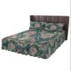 Boho Modern Bed Skirt for Full Size Bed,Wrap Around Bedding Skirt Gathered Dust Ruffle Bedskirt Sets with 2 Packs Matching Pillow Covers 30"x20",Classic 18 Inch Drop,Green Abstract Minimalist Flower view 1