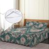 Boho Modern Bed Skirt for Full Size Bed,Wrap Around Bedding Skirt Gathered Dust Ruffle Bedskirt Sets with 2 Packs Matching Pillow Covers 30"x20",Classic 18 Inch Drop,Green Abstract Minimalist Flower view 4