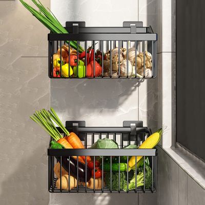Countertop Fruit Basket Hanging Fruit Basket 2 Tier Metal Kitchen Baskets Rack Wire Wall Mounted Produce Baskets, Metal Fruit Rack And Vegetable Stand Keeps Fruit And Vegetable Fresh,black fruit and v