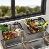 Countertop Fruit Basket Hanging Fruit Basket 2 Tier Metal Kitchen Baskets Rack Wire Wall Mounted Produce Baskets, Metal Fruit Rack And Vegetable Stand Keeps Fruit And Vegetable Fresh,black fruit and v view 2
