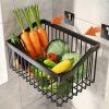 Countertop Fruit Basket Hanging Fruit Basket 2 Tier Metal Kitchen Baskets Rack Wire Wall Mounted Produce Baskets, Metal Fruit Rack And Vegetable Stand Keeps Fruit And Vegetable Fresh,black fruit and v view 3
