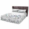 Blue Eucalyptus Bed Skirt for Twin XL Size Bed,Wrap Around Bedding Skirt Gathered Dust Ruffle Bedskirt Sets with 1 Pack Matching Pillow Covers 30"x20",18 Inch Drop,Country Rustic Grey Leaves Bird view 1