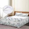Blue Eucalyptus Bed Skirt for Twin XL Size Bed,Wrap Around Bedding Skirt Gathered Dust Ruffle Bedskirt Sets with 1 Pack Matching Pillow Covers 30"x20",18 Inch Drop,Country Rustic Grey Leaves Bird view 4
