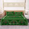 St. Patrick's Day Bed Skirt for Queen Size Bed,Wrap Around Bedding Skirt Gathered Dust Ruffle Bedskirt Sets with 2 Packs Matching Pillow Covers 30"x20",18" Drop,Watercolor Rainbow Plaid Leopard Print view 2