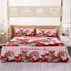 Valentine's Day Bed Skirt for King Size Bed,Wrap Around Bedding Skirt Gathered Dust Ruffle Bedskirt Sets with 2 Packs Matching Pillow Covers 36"x20",18 Inch Drop,Red Stripes Gnomes Love Rose Pink view 2
