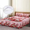 Valentine's Day Bed Skirt for King Size Bed,Wrap Around Bedding Skirt Gathered Dust Ruffle Bedskirt Sets with 2 Packs Matching Pillow Covers 36"x20",18 Inch Drop,Red Stripes Gnomes Love Rose Pink view 4