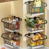 Countertop Fruit Basket 2 Tier Fruit Vegetable Basket For Kitchen,Wall Mounted Fruit And Vegetable Rack, Metal Wire Storage Baskets, 304 Stainless Steel Fruit And Vegetable Basket, For Kitchen, Pantry view 2