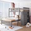 WEALTHKING Premium Solid Wood Bunk Bed with Staircase, 6 Storage Drawers,Flexible Shelves, Movable Trundle, Versatile Design, Easy Assembly Bedroom - Mattress Not Included (Grey,Twin Over Full) view 1