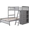 WEALTHKING Premium Solid Wood Bunk Bed with Staircase, 6 Storage Drawers,Flexible Shelves, Movable Trundle, Versatile Design, Easy Assembly Bedroom - Mattress Not Included (Grey,Twin Over Full) view 2