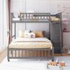 WEALTHKING Premium Solid Wood Bunk Bed with Staircase, 6 Storage Drawers,Flexible Shelves, Movable Trundle, Versatile Design, Easy Assembly Bedroom - Mattress Not Included (Grey,Twin Over Full) view 3