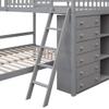 WEALTHKING Premium Solid Wood Bunk Bed with Staircase, 6 Storage Drawers,Flexible Shelves, Movable Trundle, Versatile Design, Easy Assembly Bedroom - Mattress Not Included (Grey,Twin Over Full) view 4