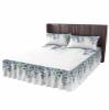 Teal Eucalyptus Bed Skirt for Queen Size Bed,Wrap Around Bedding Skirt Gathered Dust Ruffle Bedskirt Sets with 2 Packs Matching Pillow Covers 30"x20",18 Inch Drop,Botanical Leaves Contemporary White view 1