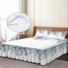 Teal Eucalyptus Bed Skirt for Queen Size Bed,Wrap Around Bedding Skirt Gathered Dust Ruffle Bedskirt Sets with 2 Packs Matching Pillow Covers 30"x20",18 Inch Drop,Botanical Leaves Contemporary White view 4