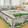 St. Patrick's Day Bed Skirt for Twin Size Bed,Wrap Around Bedding Skirt Gathered Dust Ruffle Bedskirt Sets With 1 Pack Matching Pillow Covers 30"x20",18 Inch Drop,Green Plaid Truck Black Buffalo Plaid view 3