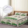 St. Patrick's Day Bed Skirt for Twin Size Bed,Wrap Around Bedding Skirt Gathered Dust Ruffle Bedskirt Sets With 1 Pack Matching Pillow Covers 30"x20",18 Inch Drop,Green Plaid Truck Black Buffalo Plaid view 4