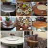 30" Wood Lazy Susan Turntable Dining Table Centerpiece Large Tabletop Rotating Tray Clear Serving Plate Round,Rustic Style,80cm/30in view 2