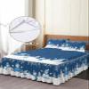 Blue Snowman Bed Skirt for Twin Size Bed,Wrap Around Bedding Skirt Gathered Dust Ruffle Bedskirt Sets with 1 Pack Matching Pillow Covers 30"x20",18 Inch Drop,Christmas Snowflake Geometric Tree Branch view 4