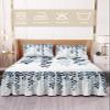 Gradual Blue Leaves Bed Skirt for Full Size Bed,Wrap Around Bedding Skirt Gathered Dust Ruffle Bedskirt Sets with 2 Packs Matching Pillow Covers 30"x20",18 Inch Drop,Geometric Country Botanical Plant view 2