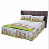 Easter Basket Bunny Bed Skirt for Full Size Bed,Wrap Around Bedding Skirt Gathered Dust Ruffle Bedskirt Sets With 2 Packs Matching Pillow Covers 30"x20",18" Drop,Easter Eggs Rabbits Purple Plaid Tulip view 1