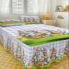 Easter Basket Bunny Bed Skirt for Full Size Bed,Wrap Around Bedding Skirt Gathered Dust Ruffle Bedskirt Sets With 2 Packs Matching Pillow Covers 30"x20",18" Drop,Easter Eggs Rabbits Purple Plaid Tulip view 3
