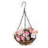 Amosfun Artificial Flower Hanging Basket Lifelike Peony Design for Indoor and Outdoor Decoration for Home Office and Garden Use view 1