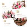 Amosfun Artificial Flower Hanging Basket Lifelike Peony Design for Indoor and Outdoor Decoration for Home Office and Garden Use view 2