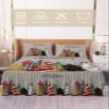 Christmas Tree Grey Bed Skirt for Queen Size Bed,Wrap Around Bedding Skirt Gathered Dust Ruffle Bedskirt Sets with 2 Packs Matching Pillow Covers 30"x20",18 Inch Drop,Snowflake Red Gold Green Dot view 2