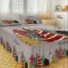 Christmas Tree Grey Bed Skirt for Queen Size Bed,Wrap Around Bedding Skirt Gathered Dust Ruffle Bedskirt Sets with 2 Packs Matching Pillow Covers 30"x20",18 Inch Drop,Snowflake Red Gold Green Dot view 3