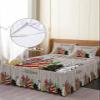 Christmas Tree Grey Bed Skirt for Queen Size Bed,Wrap Around Bedding Skirt Gathered Dust Ruffle Bedskirt Sets with 2 Packs Matching Pillow Covers 30"x20",18 Inch Drop,Snowflake Red Gold Green Dot view 4