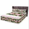 Christmas Balls Pink Bed Skirt for Cal King Size Bed,Wrap Around Bedding Skirt Gathered Ruffle Bedskirt Sets with 2 Packs Matching Pillow Covers 36"x20",18" Drop,Farmhouse Buffalo Berry Pine Cones view 1
