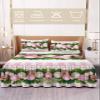 Christmas Balls Pink Bed Skirt for Cal King Size Bed,Wrap Around Bedding Skirt Gathered Ruffle Bedskirt Sets with 2 Packs Matching Pillow Covers 36"x20",18" Drop,Farmhouse Buffalo Berry Pine Cones view 2