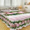 Christmas Balls Pink Bed Skirt for Cal King Size Bed,Wrap Around Bedding Skirt Gathered Ruffle Bedskirt Sets with 2 Packs Matching Pillow Covers 36"x20",18" Drop,Farmhouse Buffalo Berry Pine Cones view 3