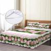 Christmas Balls Pink Bed Skirt for Cal King Size Bed,Wrap Around Bedding Skirt Gathered Ruffle Bedskirt Sets with 2 Packs Matching Pillow Covers 36"x20",18" Drop,Farmhouse Buffalo Berry Pine Cones view 4