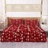 Red Christmas Bed Skirt for Twin XL Size Bed,Wrap Around Bedding Skirt Gathered Dust Ruffle Bedskirt Sets with 1 Pack Matching Pillow Covers 30"x20",18 Inch Drop,Farmhouse Snowman Snowflake Wood view 2