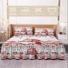 Valentine's Gnomes Bed Skirt for Twin Size Bed,Wrap Around Bedding Skirt Gathered Dust Ruffle Bedskirt Sets with 1 Pack Matching Pillow Covers 30"x20",Classic 18 Inch Drop,Rose Flower Woodgrain Pink view 2