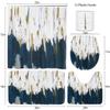 4 Pcs Modern Blue Gold Oil Painting Art Bathroom Shower Curtain Set Decor Waterproof with 12 Hooks and Non-Slip Rugs Toilet Lid,72x72 view 3