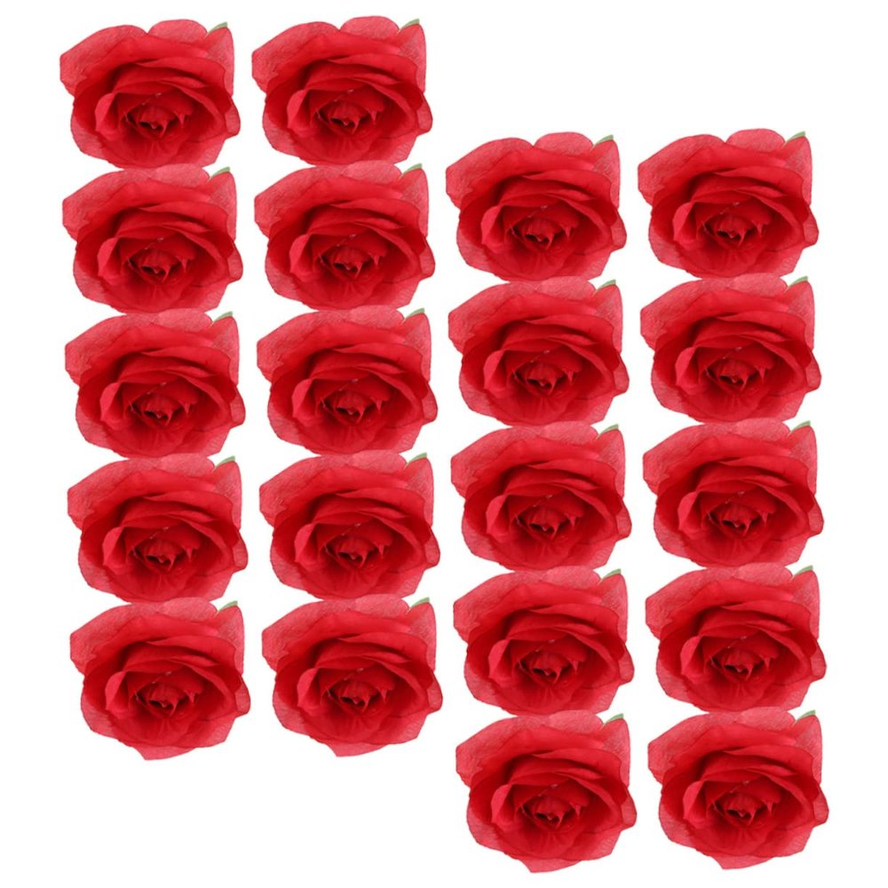 Amosfun 20pcs Faux Silk Rose for Crafts Decor Realistic Artificial Roses for Weddings Home Decoration and Special Events