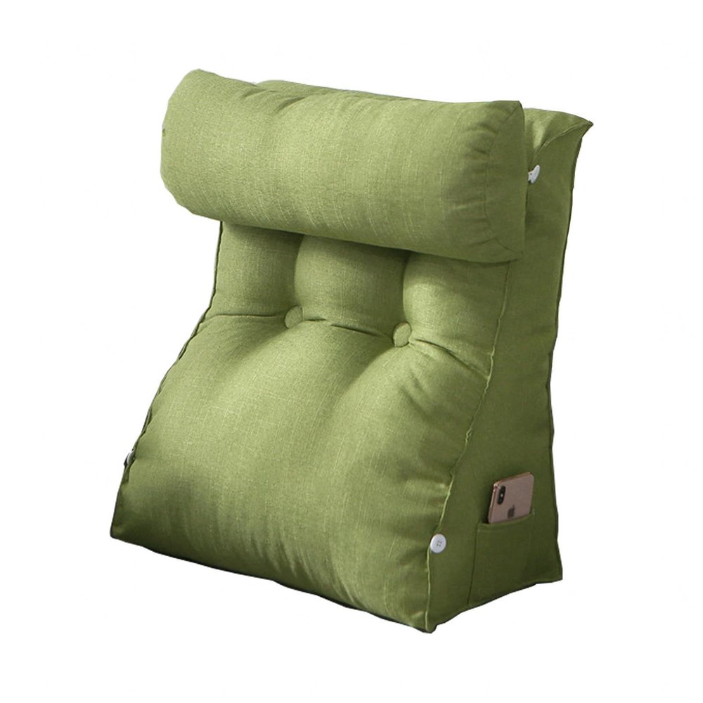 AKYLDI Sit up Pillow for Bed, Backrest Pillows for Sitting in Bed with Pockets/Washable Cover, Sit up Pillow for Bed Rest,Reading,Green