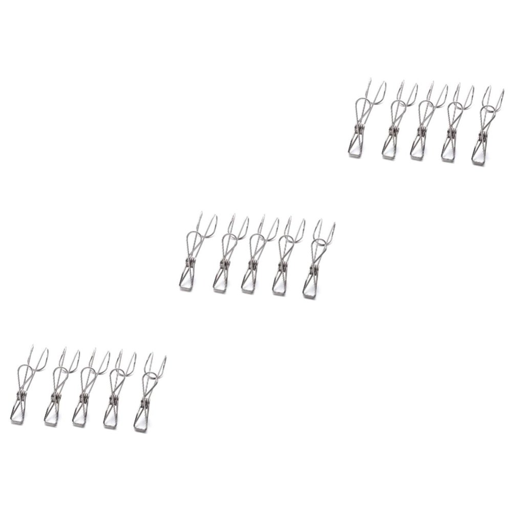 ABOOFAN 15pcs Heavy Duty Stainless Steel Clothes Pegs Multi-Functional Clips for Shirts Trousers Socks and Quilts Elastic Windproof Design for Laundry and Office Use