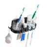 ABOOFAN Punch Toothbrush Rack with Double Cup Holder and Hooks for Bathroom Storage Space-Saving Multifunctional Design Easy Installation Black Aluminum Toothbrush Holder view 1